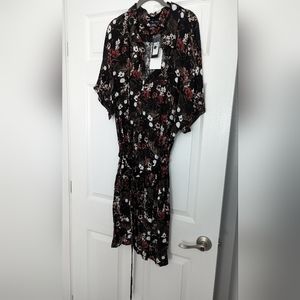 Casual Black Floral Plus Size Dress